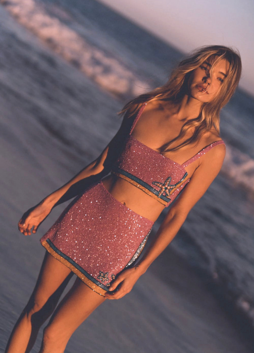MONNI CO-ORD HAND-EMBROIDERED CRYSTAL SKIRT